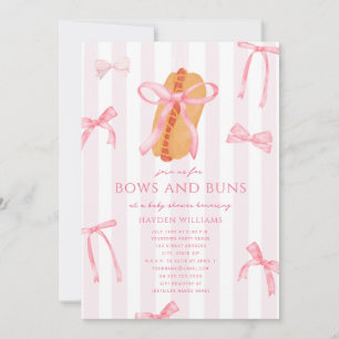 Bows & Buns Baby Q Hotdog Roze Meisje Baby Shower Kaart