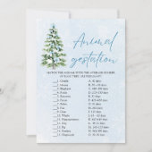 Bows Christmas Animal Gestation Baby Shower Game Kaart (Voorkant)