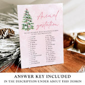 Bows Christmas Animal Gestation Baby shower Game Kaart