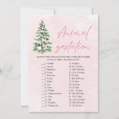 Bows Christmas Animal Gestation Baby shower Game Kaart (Voorkant)