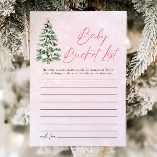 Bows Christmas Baby Bucket List Baby shower Game Kaart