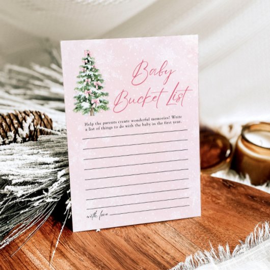 Bows Christmas Baby Bucket List Baby shower Game Kaart