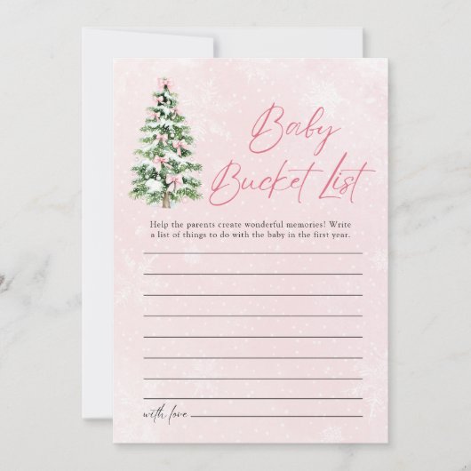 Bows Christmas Baby Bucket List Baby shower Game Kaart (Voorkant)