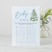 Bows Christmas Baby Items A to Z Baby Shower Game Kaart (Staand voorkant)