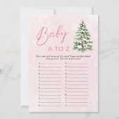 Bows Christmas Baby Items A tot Z Baby shower Game Kaart (Voorkant)