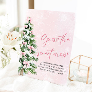Bows Christmas Baby shower Guess The Sweet Mess be Reclamebord Met Voetstuk