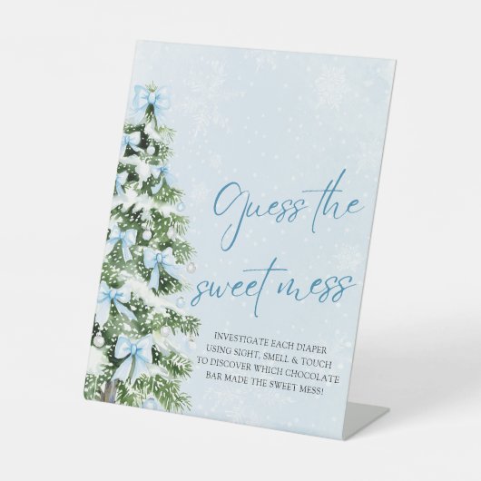 Bows Christmas Baby Shower Guess the Sweet Mess Reclamebord Met Voetstuk (Voorkant)