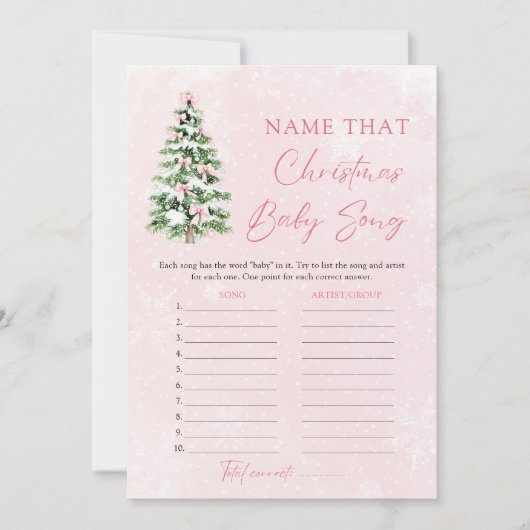 Bows Christmas Baby shower Naam die Baby Tune Kaart (Voorkant)