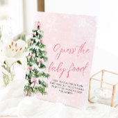 Bows Christmas Guess het Baby Food Baby shower Reclamebord Met Voetstuk