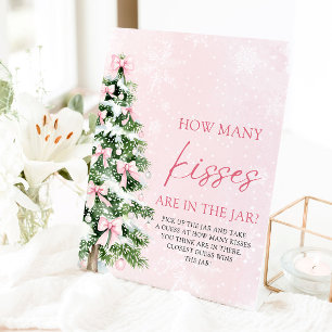 Bows Christmas Guess Hoeveel kussen Baby shower Reclamebord Met Voetstuk