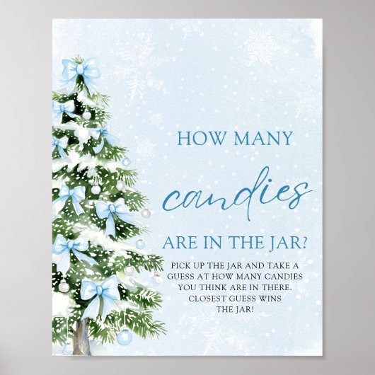 Bows Christmas Guess How Many Candies Baby Shower  Poster (Voorkant)