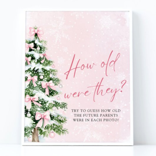 Bows Christmas Hoe oud waren ze Baby shower spel Poster