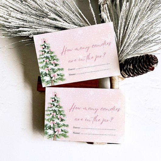 Bows Christmas Hoeveel Snoepjes Baby shower spel Kaart