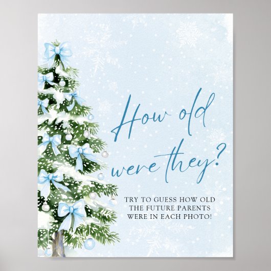 Bows Christmas How Old Were They Baby Shower Game Poster (Voorkant)