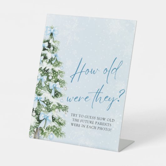 Bows Christmas How Old Were They Baby Shower Game Reclamebord Met Voetstuk (Voorkant)