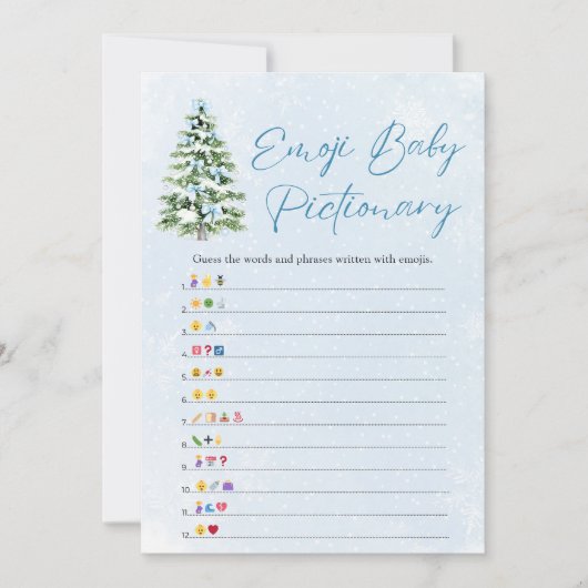 Bows Christmas Tree Baby Emoji Pictionary Game Kaart (Voorkant)