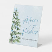 Bows Christmas Tree Baby Shower Advice and Wishes Reclamebord Met Voetstuk (Voorkant)