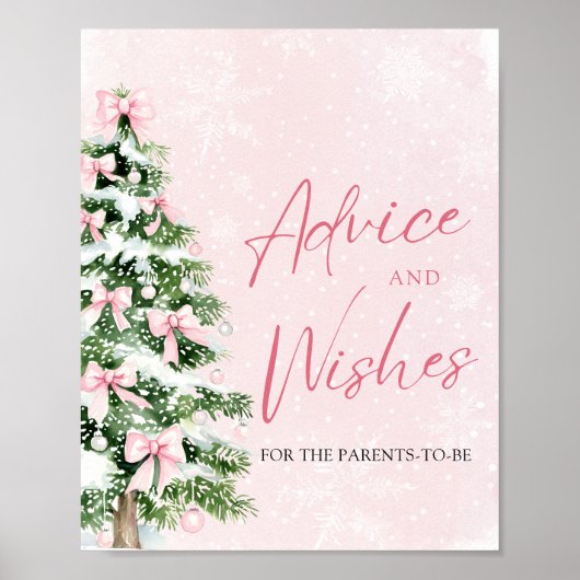 Bows Christmas Tree Baby shower Advies en wensen Poster (Voorkant)
