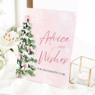 Bows Christmas Tree Baby shower Advies en wensen Reclamebord Met Voetstuk