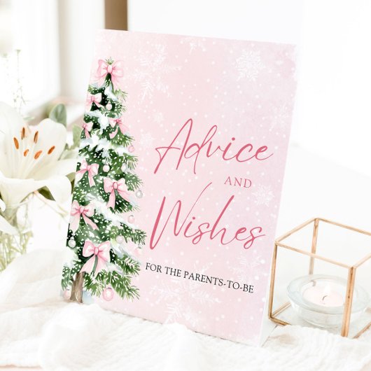 Bows Christmas Tree Baby shower Advies en wensen Reclamebord Met Voetstuk