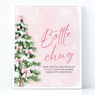 Bows Christmas Tree Baby shower Bottle Chug Sign Poster