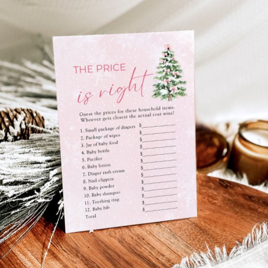 Bows Christmas Tree De prijs is goed Baby shower Kaart