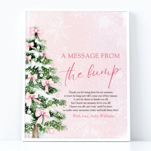 Bows Christmas Tree Een bericht van het Bump Sign Poster