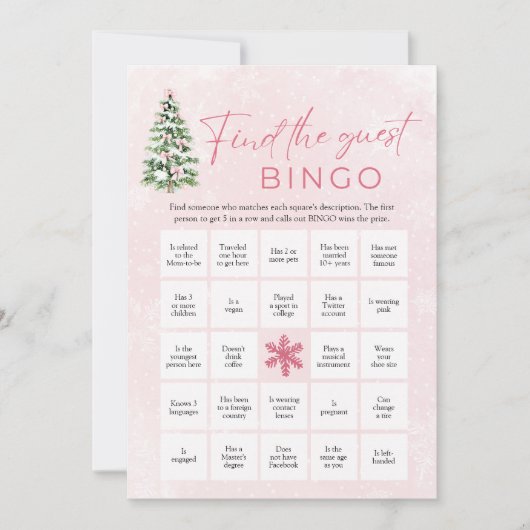 Bows Christmas Vind het Guest Bingo Baby shower Kaart (Voorkant)