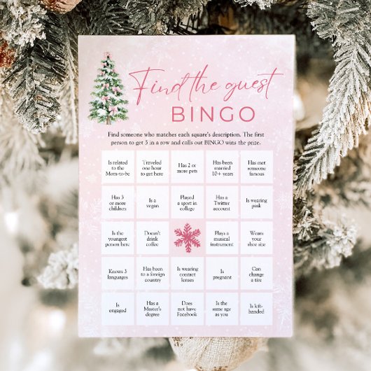 Bows Christmas Vind het Guest Bingo Baby shower Kaart