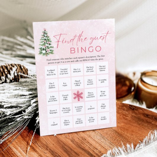 Bows Christmas Vind het Guest Bingo Baby shower Kaart