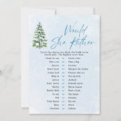 Bows Christmas Would She Rather Baby Shower Game Kaart (Voorkant)