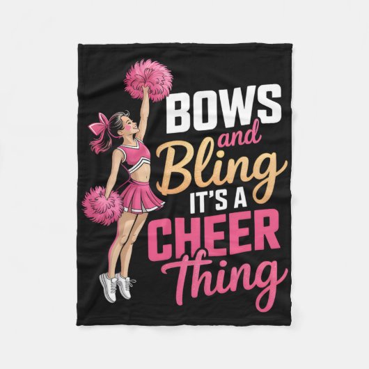 Bows en Bling Het is een Cheer-ding Cheerleading C Fleece Deken (Voorkant)