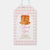 Bows en Brunch Pannenkoek Roze 1e Verjaardag Gingh Cadeaulabel (Achterkant)