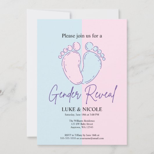 Bows Gender Reveal Party Baby shower Invitation Kaart (Voorkant)