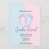 Bows Gender Reveal Party Baby shower Invitation Kaart (Voorkant / Achterkant)