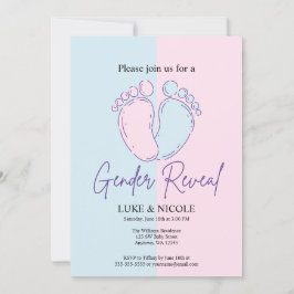 Bows Gender Reveal Party Baby shower Invitation Kaart
