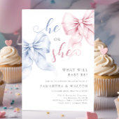 Bows Gender Reveal Party Invitation Kaart