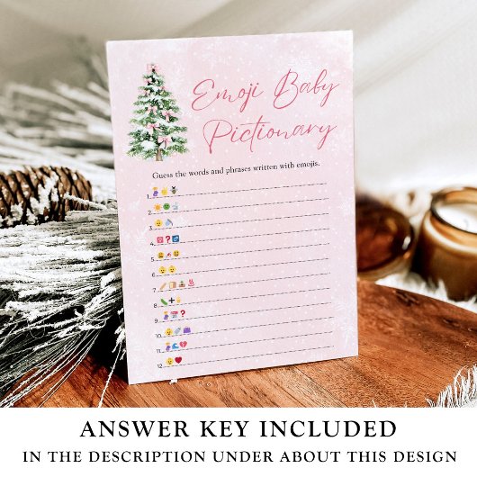 Bows Kerstboom Baby Emoji Pictionary Game Kaart