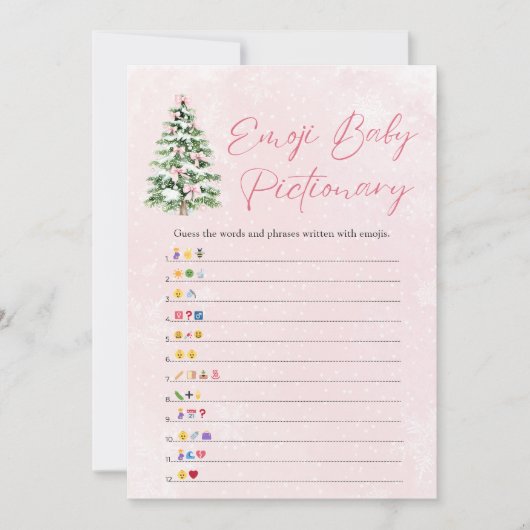 Bows Kerstboom Baby Emoji Pictionary Game Kaart (Voorkant)