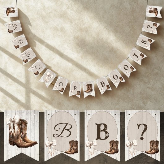 Bows or Boots Rustic Boho Gender Reveal Party Vlaggetjes
