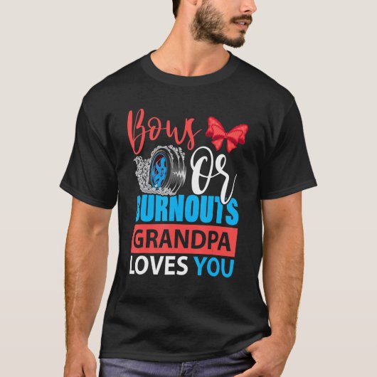 Bows or Burnouts Gender Reveal Party Idea T-shirt (Voorkant)