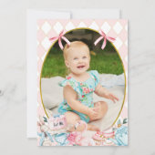 Bows Pink Foto Alice Onederland 1e verjaardag Kaart (Achterkant)