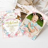 Bows Pink Foto Alice Onederland 1e verjaardag Kaart
