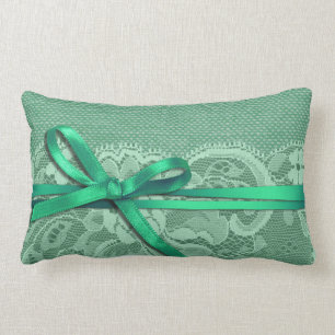 Bows Ribbon & kant met Burlap mint Kussen