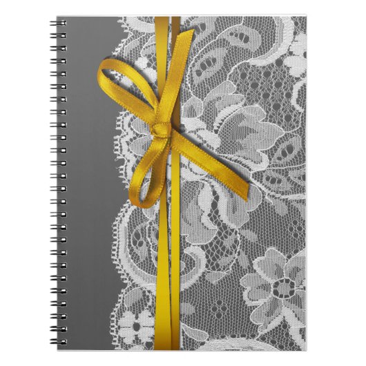 Bows Ribbon & Lace Planner grijs geel Notitieboek (Voorkant)