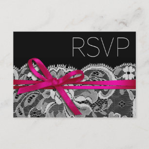 Bows Ribbon & Lace RSVP Black fuschia Kaartje