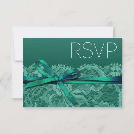 Bows Ribbon & Lace RSVP | blauwgroen (Voorkant)