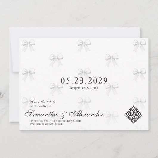 Bows & Wedding Vows Preppy Coquette Bewaar de datu Kaart (Voorkant)