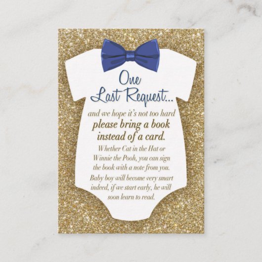 Bowtie Baby shower Book Request Card Insert Visitekaartje (Voorkant)