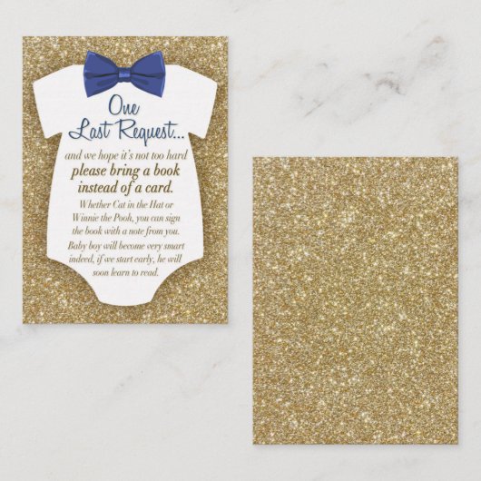 Bowtie Baby shower Book Request Card Insert Visitekaartje (Voorkant / Achterkant)